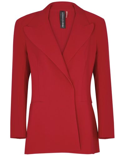 Norma Kamali Double-breasted Stretch-jersey Blazer - Red