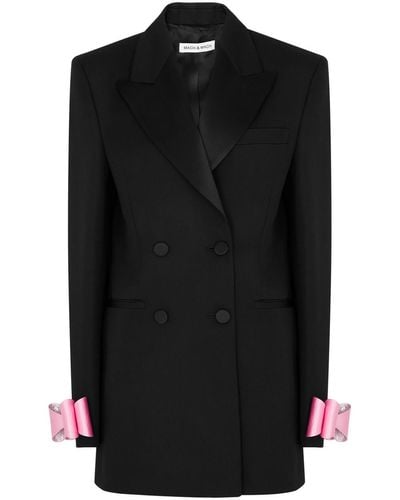 Mach & Mach Bow-embellished Wool Mini Blazer Dress - Black