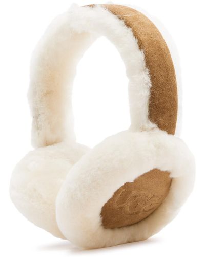UGG Shearling Trimmed Suede Earmuffs - Natural