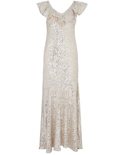 Olivia Rubin Rex Sequin-embellished Maxi Dress - White