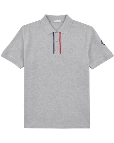 Moncler Piqué Cotton Polo Shirt - Gray