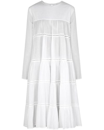 Merlette Essaouira Tiered Cotton Midi Dress - White
