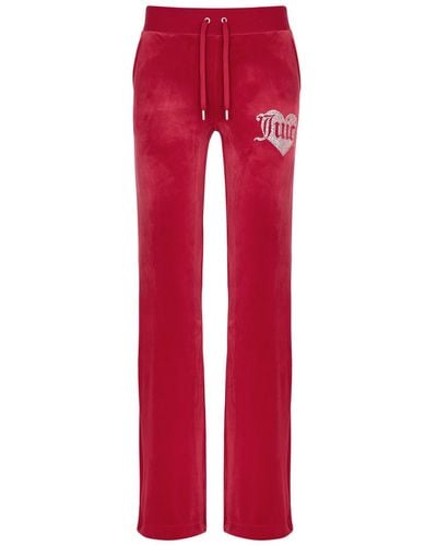 Juicy Couture Del Ray Logo Velour Sweatpants - Red