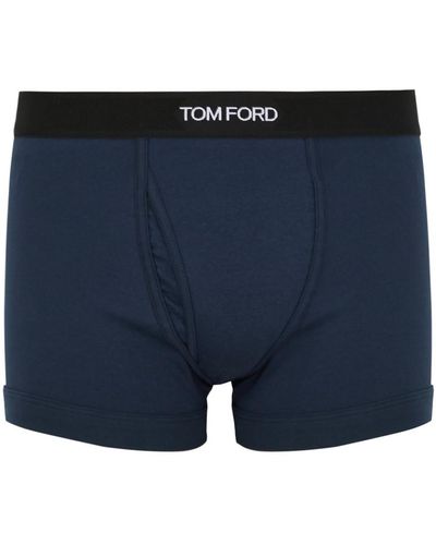 Tom Ford Logo Stretch-cotton Boxer Briefs - Blue