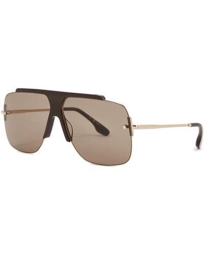 Victoria Beckham Gold-tone Aviator-style Sunglasses - Brown