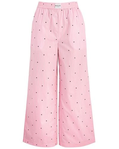 ROTATE SUNDAY Striped Logo Cotton Trousers - Pink
