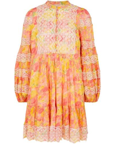 byTiMo Floral-print Cotton Mini Dress - Orange
