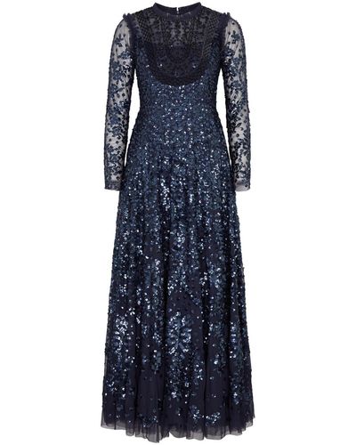 Needle & Thread Carmen Sequin-embellished Tulle Gown - Blue