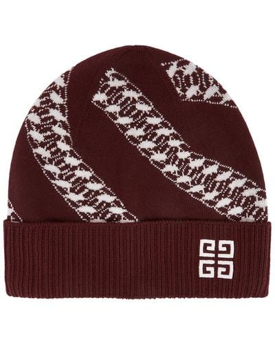 Givenchy Chain-intarsia Wool Beanie - Red