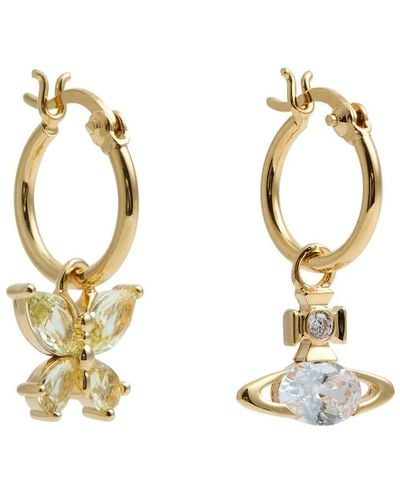Vivienne Westwood Elianne Butterfly And Orb Hoop Earrings - Metallic