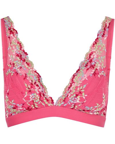 Wacoal Embrace Floral-embroidered Lace Soft-cup Bra - Pink