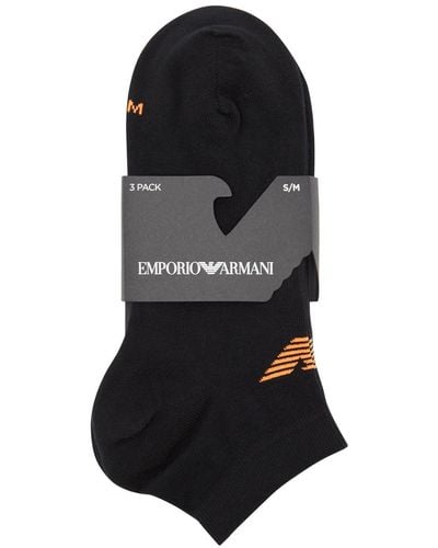 Emporio Armani Logo-intarsia Cotton-blend Trainer Socks - Black