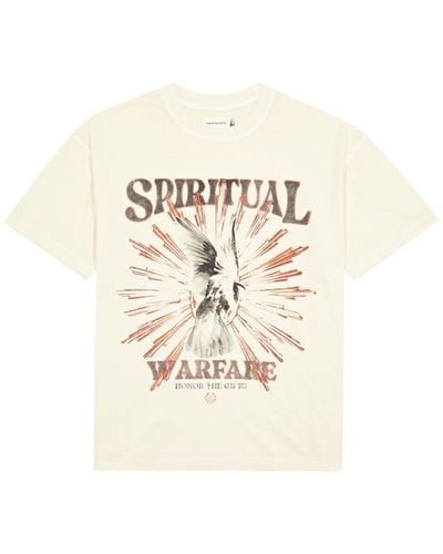 Honor The Gift Spiritual Conflict Printed Cotton T-Shirt - White