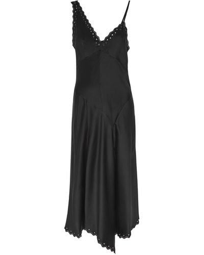 Isabel Marant Ayrich Eyelet-embellished Silk-satin Slip Dress - Black