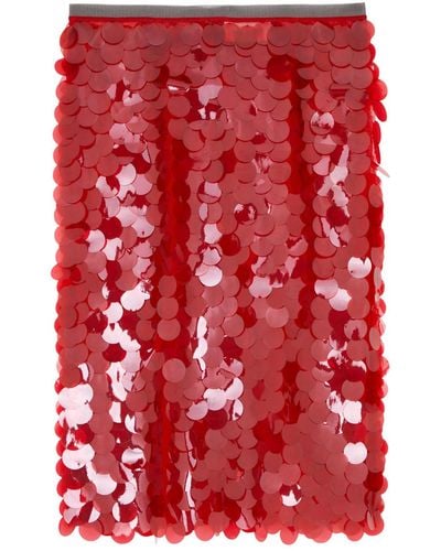 16Arlington Delta Embellished Tulle Midi Skirt - Red