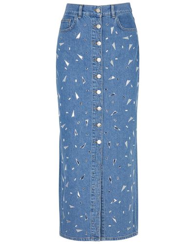 In the mood for love Plath Embellished Maxi Skirt - Blue