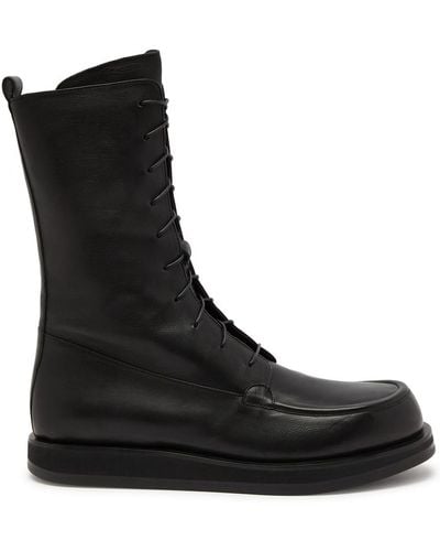 The Row Patty Leather Mid-calf Boots - Black