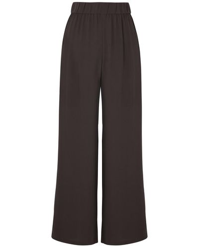 Eileen Fisher Wide-leg Silk Crepe De Chine Trousers - Brown