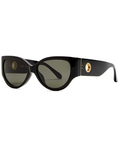 Linda Farrow Connie Round Cat-eye Sunglasses - Black
