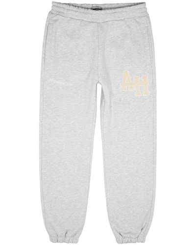 Annie Hood University Logo-Embroidered Cotton Joggers - White