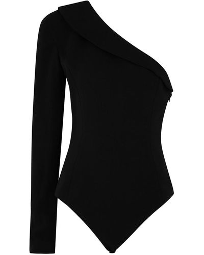 Monot One-shoulder Crepe Bodysuit - Black