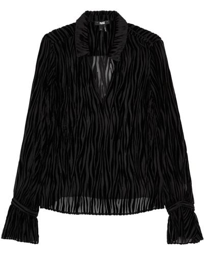 PAIGE Benet Zebra-flocked Silk Blouse - Black