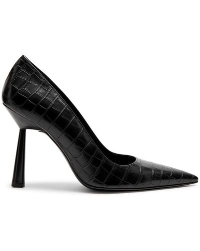 Gia Borghini Balantine 100 Crocodile-effect Leather Court Shoes - Black
