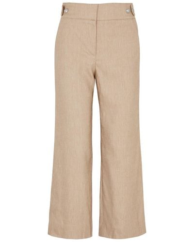 Veronica Beard Aubrie Cropped Linen-blend Pants - Natural