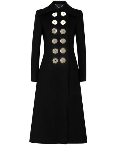 Rabanne Rabanne Embellished Wool-Blend Coat - Black