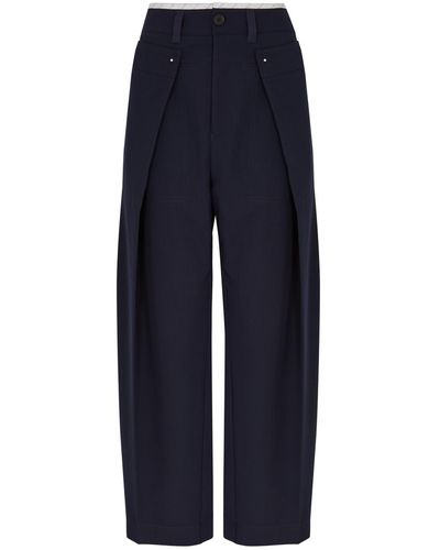 High Magnificent Tapered-leg Twill Pants - Blue