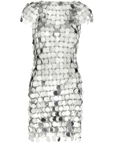Rabanne Paillette Chainmail Mini Dress - White
