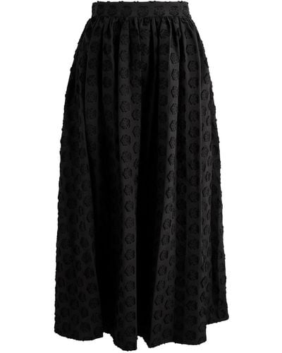 Sister Jane Mara Floral-Jacquard Cotton-Blend Midi Skirt - Black