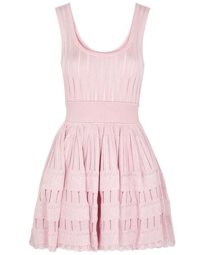 Alaïa Alaïa Fluid Knitted Mini Dress - Pink