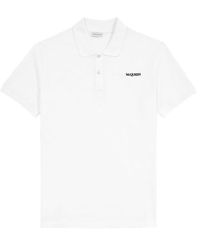 Alexander McQueen Logo-Embroidered Piqué Cotton Polo Shirt - White