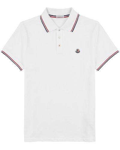 Moncler Piqué Cotton Polo Shirt - White