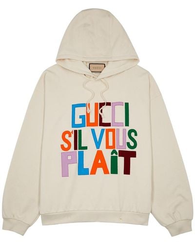 Gucci S'il Vous Plait Hooded Cotton Sweatshirt - White