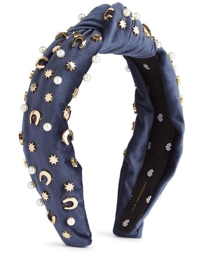 Lele Sadoughi Embellished Velvet Headband - Blue