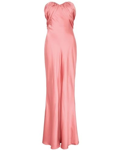Misha Collection Livia Strapless Satin Gown - Pink