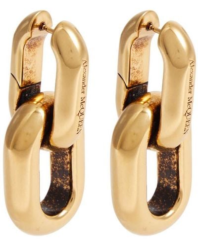 Alexander McQueen Chunky-chain Brass Drop Earrings - Metallic