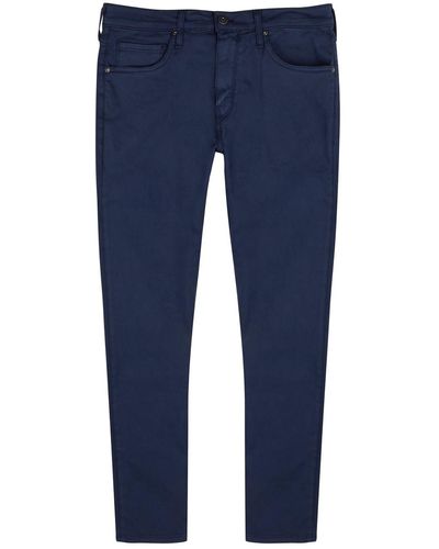 PAIGE Federal Brushed Stretch-Cotton Chinos - Blue