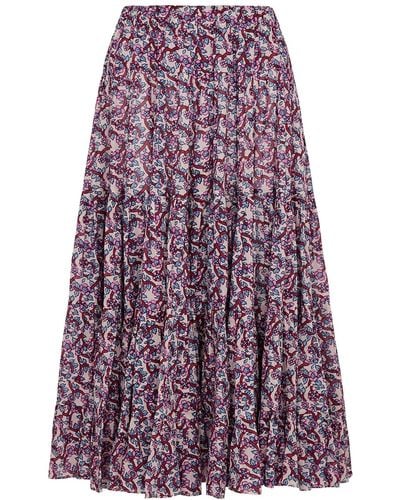 Isabel Marant Isabel Marant Étoile Elfa Floral-print Cotton Midi Skirt - Purple