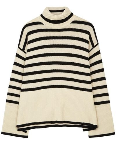 Totême Striped Wool-Blend Sweater - Black