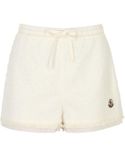 Moncler Logo Bouclé Cotton-Blend Shorts - Natural