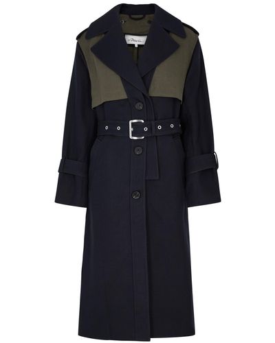 3.1 Phillip Lim Panelled Cotton And Linen-blend Trench Coat - Black
