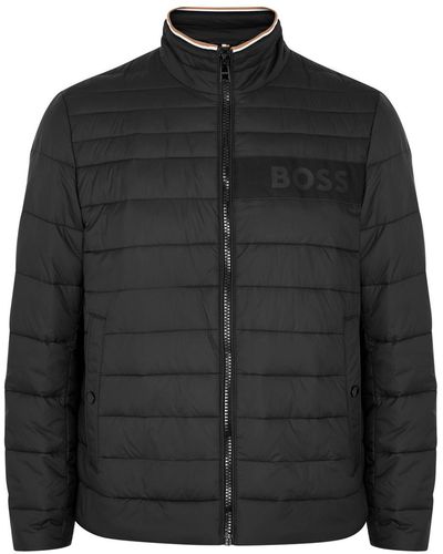 BOSS Logo Quilted Shell Jacket - Black