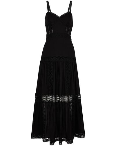 Charo Ruiz Giogia Lace-trimmed Cotton-blend Maxi Dress - Black