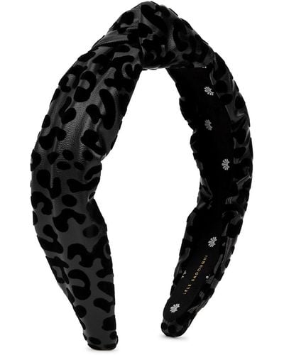 Lele Sadoughi Flocked Leopard-Print Headband - Black