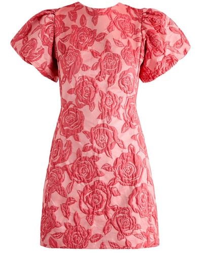 Sister Jane Grace Floral-Jacquard Cloqué Mini Dress - Pink