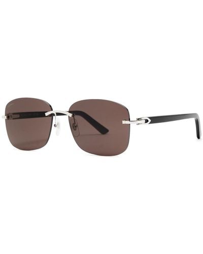 Cartier C Décor Rimless Square-frame Sunglasses - Brown