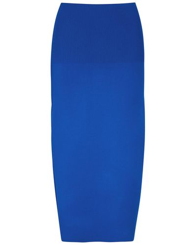 Victoria Beckham Vb Body Stretch-knit Midi Skirt - Blue